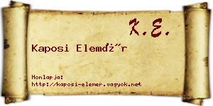 Kaposi Elemér névjegykártya